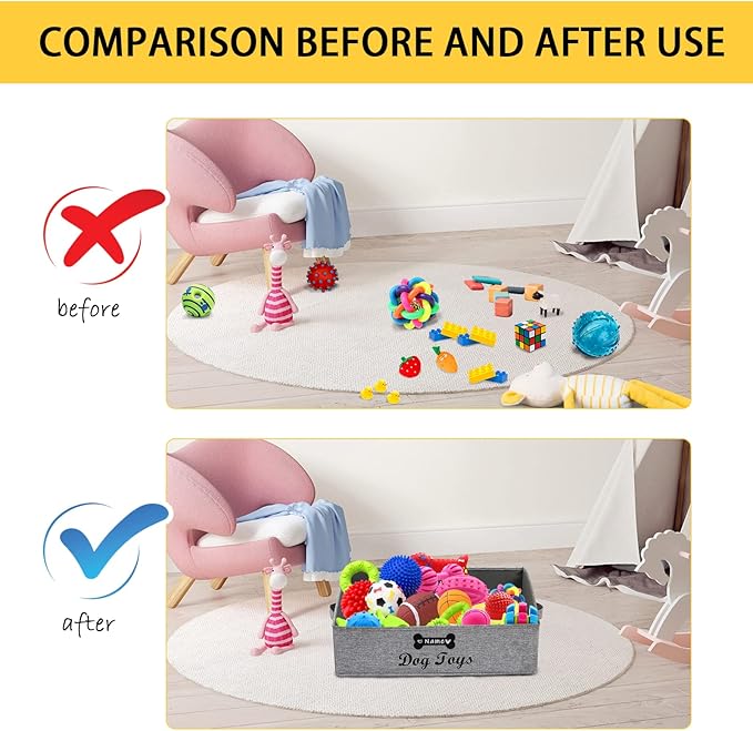 Personalized dog toy basket for dogs shallow baskets in large perfect for dog toy bin for living room playroom closet gift basket home decoration