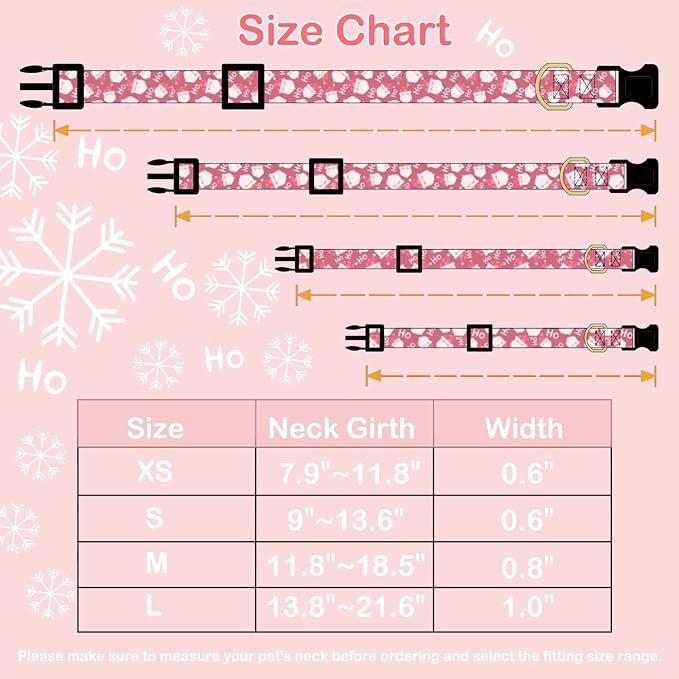 Faygarsle Red Dog Collar Christmas Design Santa Claus Pattern for Small Medium Large Dogs Collar Cute Stylish Girl Boy Christmas Dog Collar S