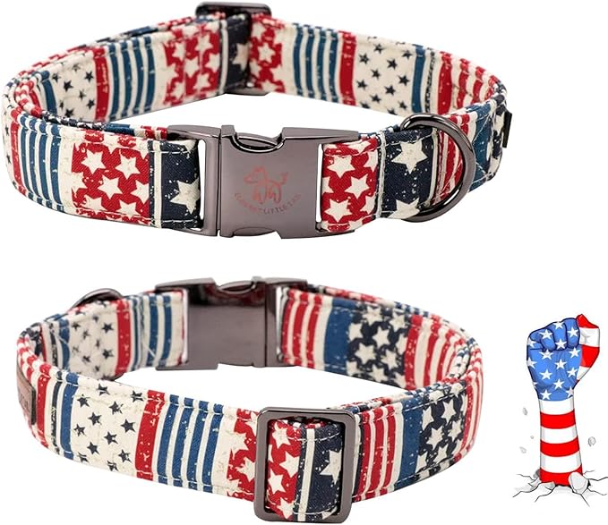 Elegant little tail Independence Dog Collar, Holiday Pet Collar Patriotic Dog Durable Dog Collars Girl or Boy Soft Pet Gift Adjustable Dog Collar for Small Medium Large Dogs
