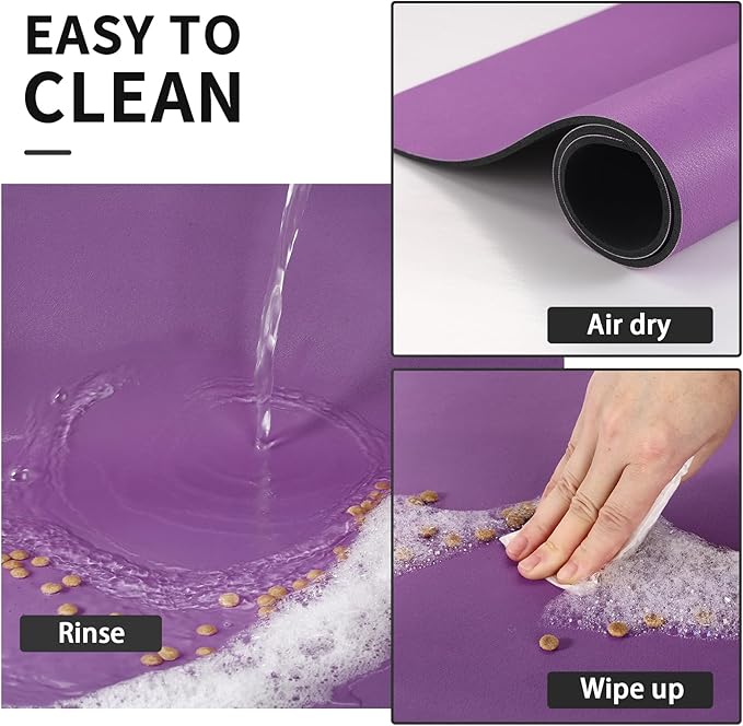 Dog Food Mat - Absorbent Cat Mat for Food and Water, No Stains Pet Feeding Bowl Mat, Easy to Clean Pet Placemats, Quick Dry Dog Water Dispenser Mat for Messy Drinkers | Paw Purple 16"x 24"