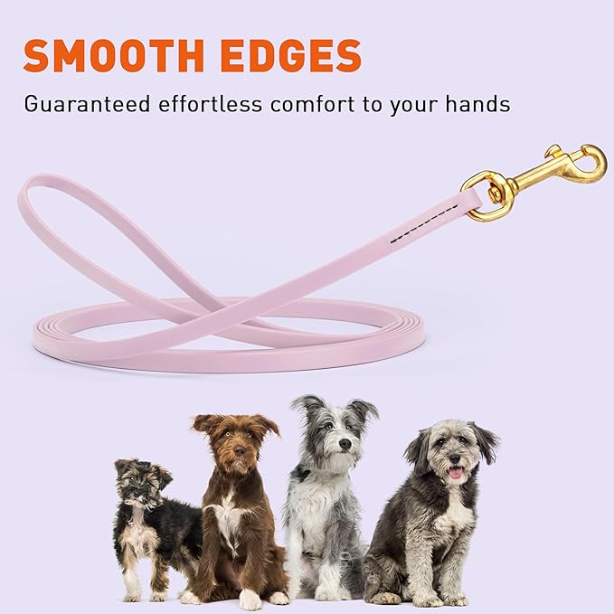 Viper Biothane K9 Working Dog Leash Waterproof Lead for Tracking Training Schutzhund Odor-Proof Long Line with Solid Brass Snap for Puppy Medium and Large Dogs, 15ft Pastel Purple