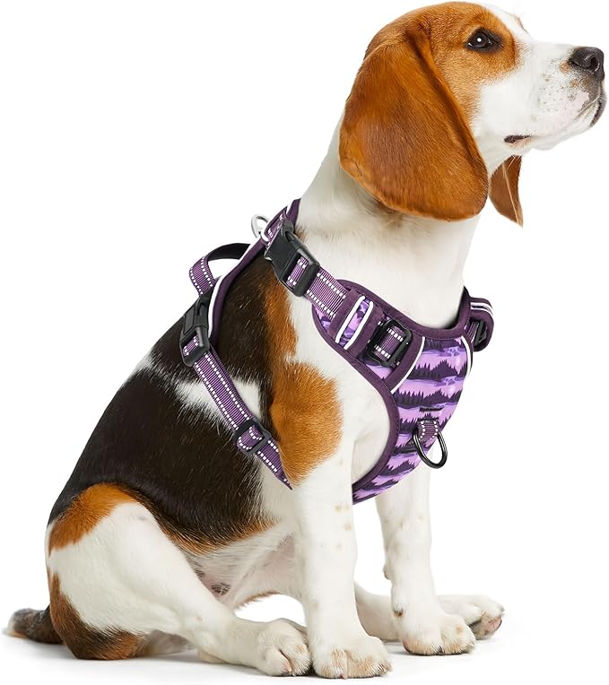 Timos Dog Harness,No-Pull Pet Harness Adjustable Soft Padded Dog Vest,Reflective No-Choke Pet Oxford Vest with Easy Control Handle for Medium Dogs,Moon Night,M