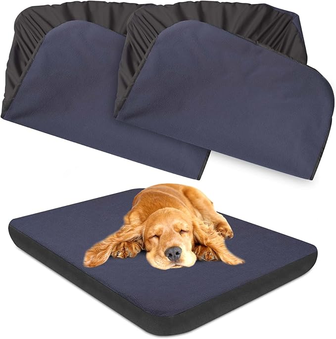 Dog Bed Covers Replacement Washable 100% Waterproof Dog Bed Sheets, Soft & Noiseless Pet Bed Cover, 2 Pack, 30" x 20" Blue