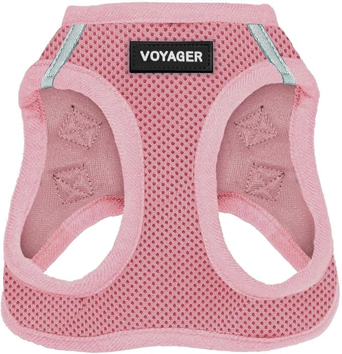 Best Pet Supplies Voyager Step-in Air Harness - All Weather Mesh, Reflective, No Pull Harness for Dogs, Cats - Secure with Hook & Loop Fastener, Buckle, Double D-Rings - Pink, XL