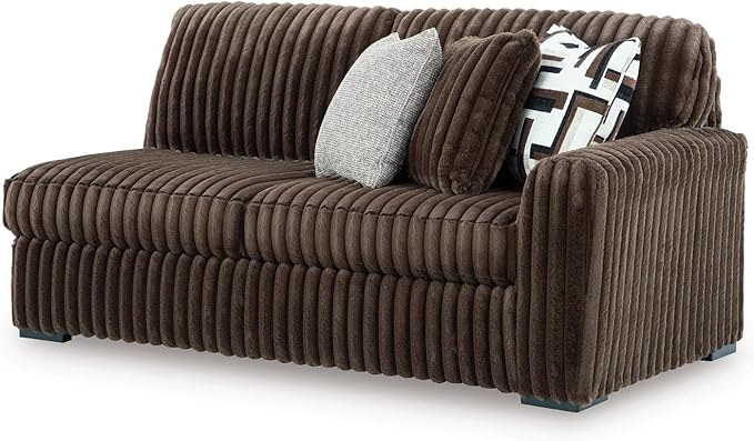 Signature Design by Ashley Midnight-Madness Casual Anti Sag Left-Arm Facing 3-Piece Sectional with Chaise, Reversible Seat Cushions and 10 Accent Pillows, Dark Brown