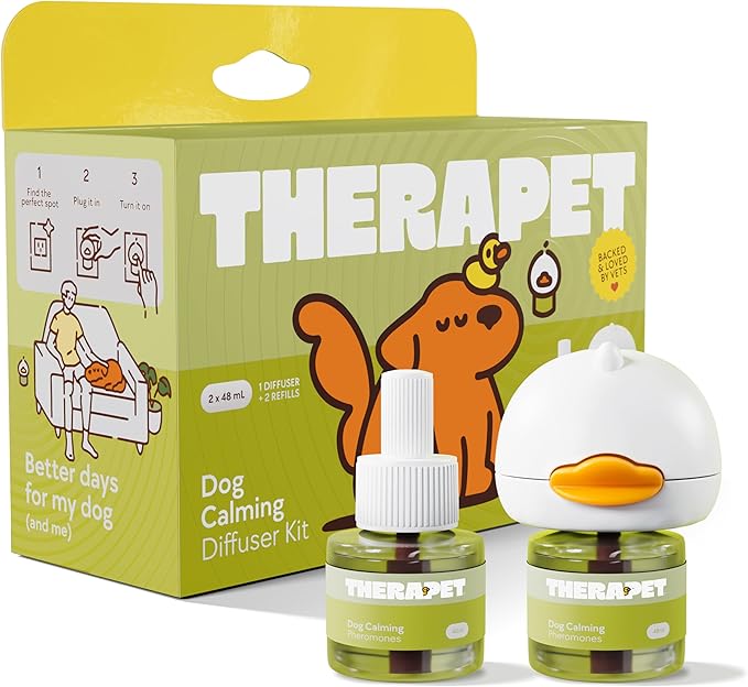 TherapetMD 60-Day Dog Calming Diffuser - for Stress, Destructive Behavior, Pee Accidents, Separation Anxiety, Barking, Aggression & Chewing - 60-Day Refill Included - Packaging May Vary