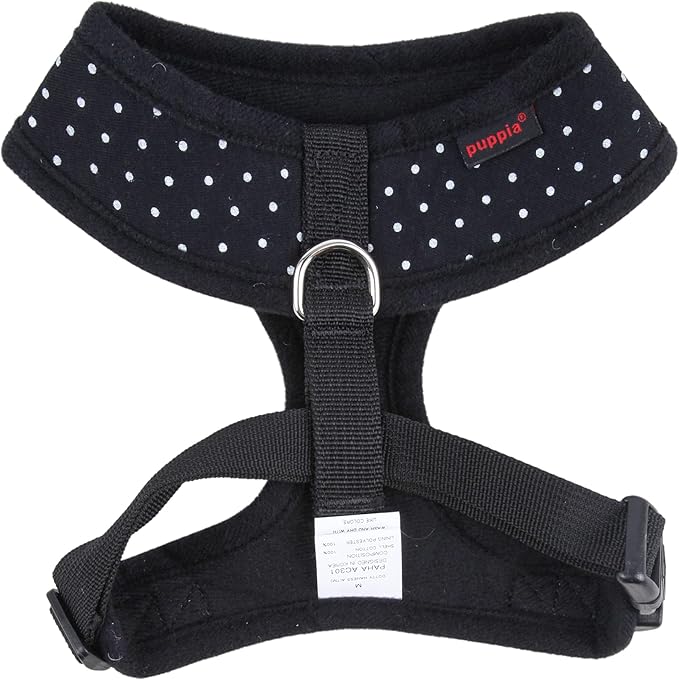Puppia Dotty Dog Harness Over-The-Head No Pull No Choke Walking Training Adjustable for Small & Medium Dog, Large, Black