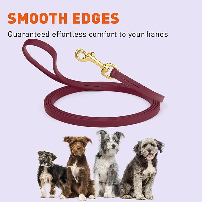 Viper Biothane K9 Working Dog Leash Waterproof Lead for Tracking Training Schutzhund Odor-Proof Long Line with Solid Brass Snap for Puppy Medium and Large Dogs, 15ft Merlot Burgundy