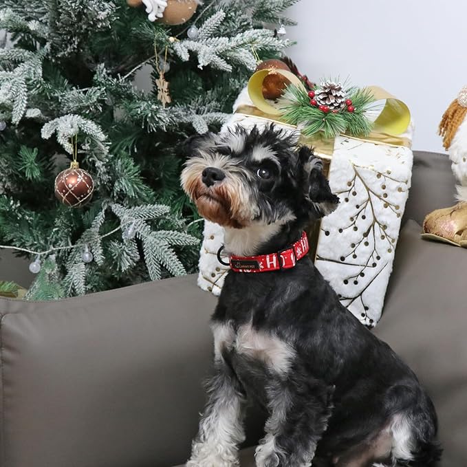 ARING PET Christmas Dog Collar Cute Red Snowflakes Dog Collar, Adjustable Cotton Christmas Dog Collars Puppy Collar for Small Medium Large Dogs