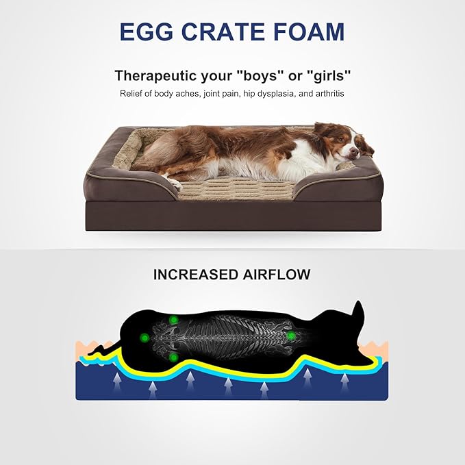 FURTIME Orthopedic Dog Bed for Small Dogs - Waterproof Dog Sofa Beds Small, Supportive Foam Pet Couch Bed with Removable Washable Cover, Waterproof Lining and Nonskid Bottom, Khaki