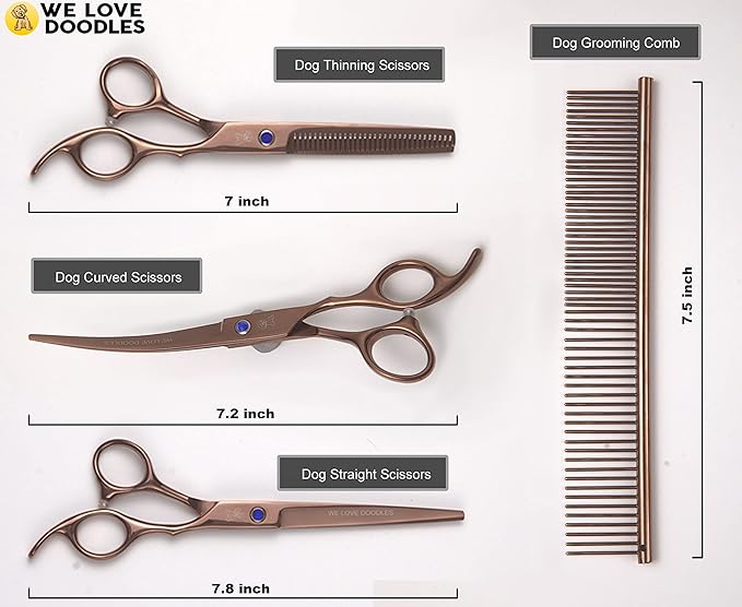 We Love Doodles Small Slicker Brush For Dogs & Dog Grooming Scissors Kit