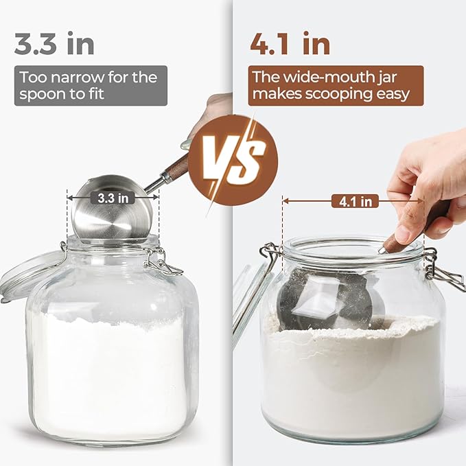 ComSaf 2 Pack 74 oz Glass Jars with Airtight Lids, Large Glass Storage Containers for Pantry,Wide Mouth Storage Jars for Flour Sugar & Pickling Meal Prep, Includes Labels & 120ml Measuring Cup
