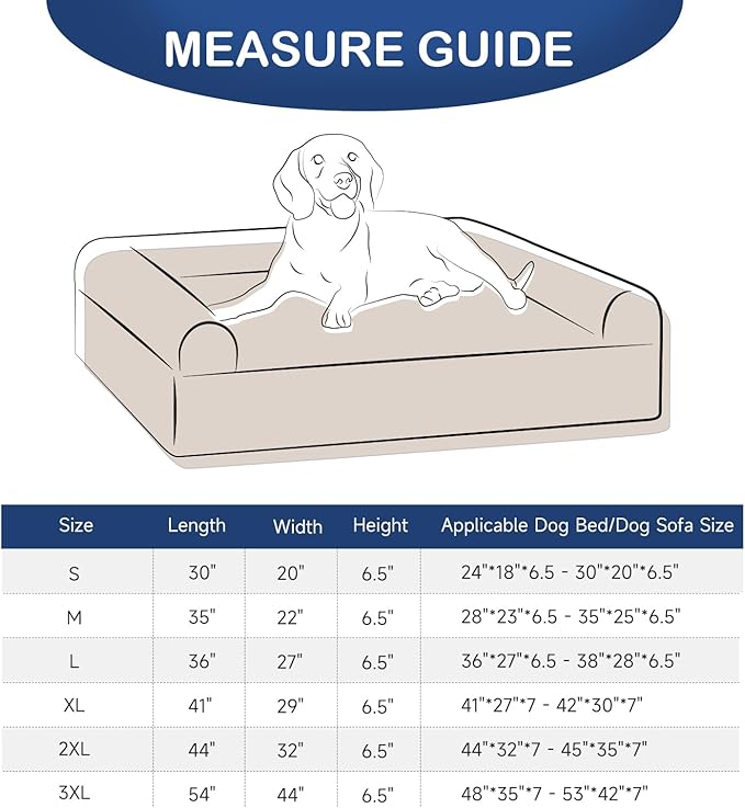 Dog Bed Cover Replacement - Washable, Waterproof, Quilted Sofa Pillow Cover for Dogs/Cats - Ultra Soft Plush Pet Bed (Grey, 36.0" L x 27.0" W x 6.5" Th)