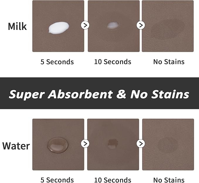 Dog Food Mat - Absorbent Cat Mat for Food and Water, No Stains Pet Feeding Bowl Mat, Easy to Clean Pet Placemats, Quick Dry Dog Water Dispenser Mat for Messy Drinkers | Brown 12"x 19"