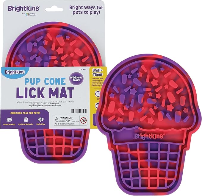 Brightkins Pup Cone Lick Mat, Food Rubber Mat and Snuffle Pet Supplies, Enrichment Puppy Pads Essentials Products, Anxiety Relief Items, Interactive Dog Toys