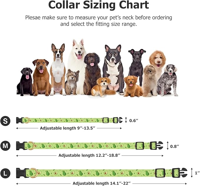 Handmade Dog Collar for Small Medium Large Dogs,Green Avocado with Pendant Fall and Winter Fashions Dog Collars (Small)