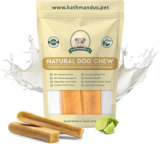 KATHMANDU'S Authentic Yak Cheese Himalayan Dog Chews - All Natural and Protein-Rich Nutrition Dog Treats, Long Lasting Chews for Aggressive Chewers, Odor Free Yak Chew | Small/Medium (Pack of 2)
