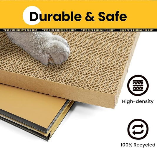 Cardboard Cat House with Scratch Pad & Catnip, Cat Play Scratching House for Indoor Hideaway Furniture, Heavy Duty Sturdy Cardboard Scratcher, Easy to Assemble Birthday Gift, Medium