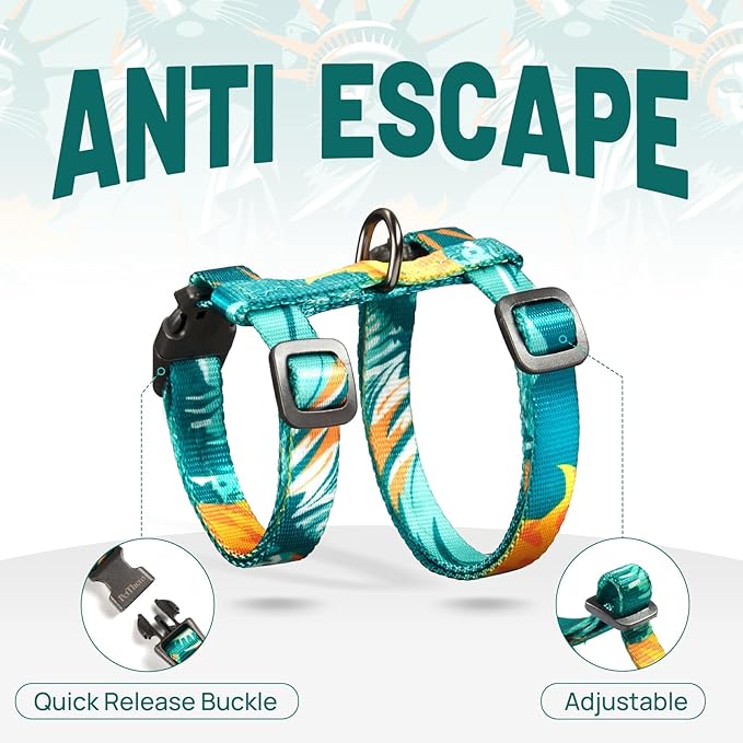 Cat Harness and Leash Set - Escape Proof Adjustable Cat Harness, Comfortable Soft Lightweight, Use Safe & Easy, Walking Travel Kitten Harness for Small Medium Large Cats (Green Cat Lady)