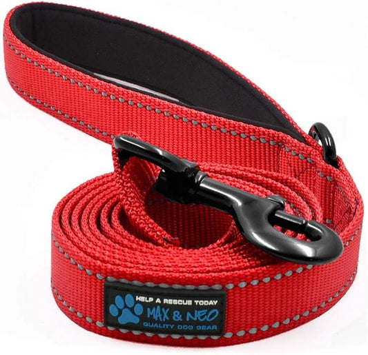 Max and Neo Small Dog Reflective Nylon Leash - We Donate One to Rescue for Every Leash Sold (Red, 4x5/8)