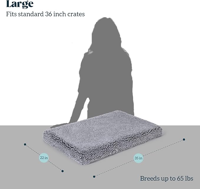 Stoutwool 4" Indestructible Dog Bed - Orthopedic Chew Proof Dog Crate Pad - Fluffy Kennel Mat for Aggressive Chewers - Ideal for Large Breeds & Fits 36-Inch Crate - 35"x22", Charcoal