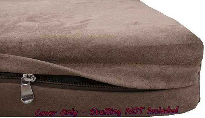 Dogbed4less DIY Pet Bed Pillow Brown Microsuede Duvet Cover and Waterproof Internal Case for Dog and Cat at 35X20X4 Inch - Covers only
