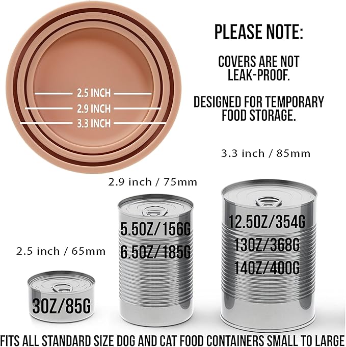 OHMO 2 Pack Dog Food Can Lids, (3,12, 14oz etc.) Universal Size BPA Free Silicone Covers for Cat and Pet Food