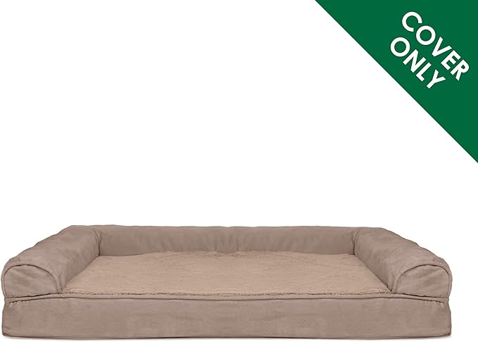 Furhaven Replacement Dog Bed Cover Plush & Suede Sofa-Style, Machine Washable - Almondine, Medium