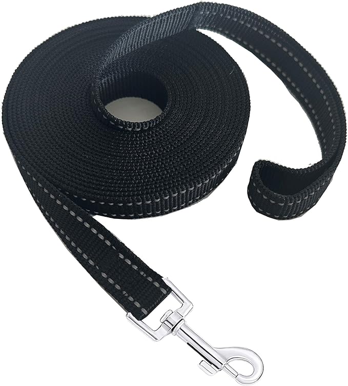 Nylon Training Dog Leash for Small Medium Dogs, 15ft 20ft 30ft 50ft 100ft Reflective Long Leash Dog/Puppy Lead for Obedience Recall Training, Camping