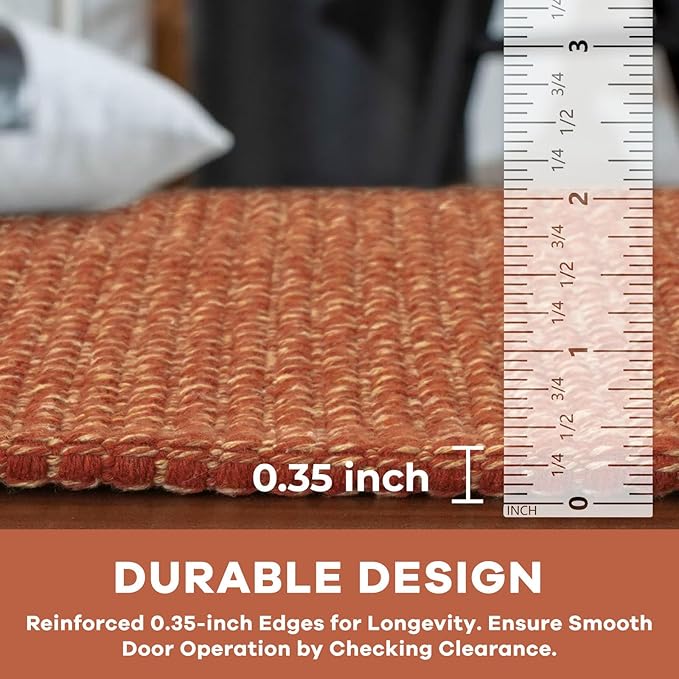 KOZYFLY Indoor Door Mat 2x3 ft Small Area Rugs Washable Front Door Mat Non Slip Rubber Backed Entryway Rug Cotton Entrance Doormat for Front Porch Bathroom Kitchen Bedroom, Orange/Tan