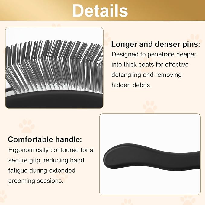 Dog Slicker Brush for Doodle Grooming,Dog Brush for Poodles,Long Pin Haired Pet Slicker Brush for Goldendoodles, Labradoodles,Bernedoodles (Black)