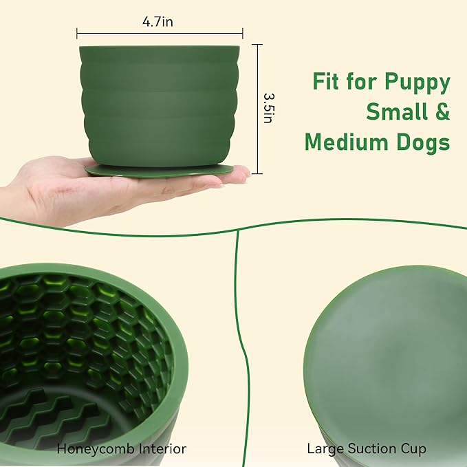 Silicone Slow Feeder Dog Bowl Frozen Dog Treat Holder for Puppy Small & Medium Dogs 20oz Capacity