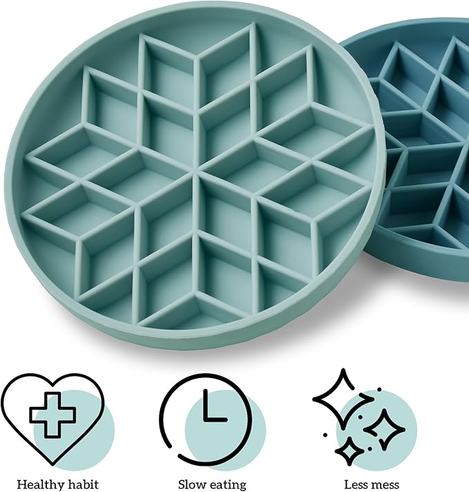 OHMO Slow Feeder Dog Bowls(Celestial, 7.3") for Medium Small Large Breeds,Non-Slip Slow Feeder Cat Bowl with Suction Cup, Durable Food-Grade Silicone, Anti-Chocking and Anti-Bloat