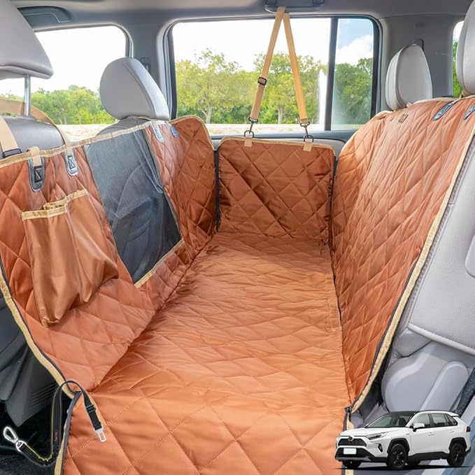 iBuddy Dog Seat Cover for SUV and Small Truck, Waterproof Car Hammock Heavy Duty Back Seat Cover for Dog with Mesh Window Durable Scratchproof Pet Car Seat Protector for Rav4 CR-V Jeeps