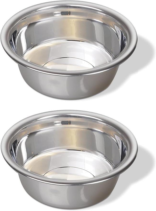 Greendale - 2 Pack - 1.8 Cup Capacity - Stainless Steel Metal Dog Bowls - Perfect for Dog Food and Water. Wrong Size? Click to Look at Our Size Options.