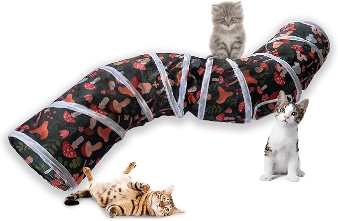 Sheldamy Cat Tunnel, S-2-Way Cat Tunnels for Indoor Cats, Collapsible Cat Play Tunnel, Interactive Toy Maze Cat House for Cats, Puppy, Kitty, Kitten, Rabbit