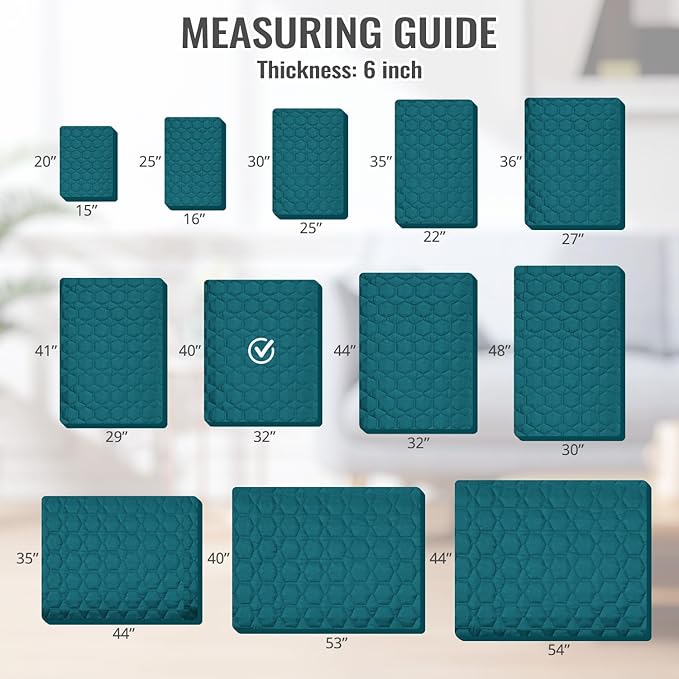 Nanbowang Waterproof Dog Bed Pillow Quilted, Easy to Remove, Washable Pet Hair, Lovely Puppy Bed Cover for Dog/Cat, 32x40x6, Peacock Green