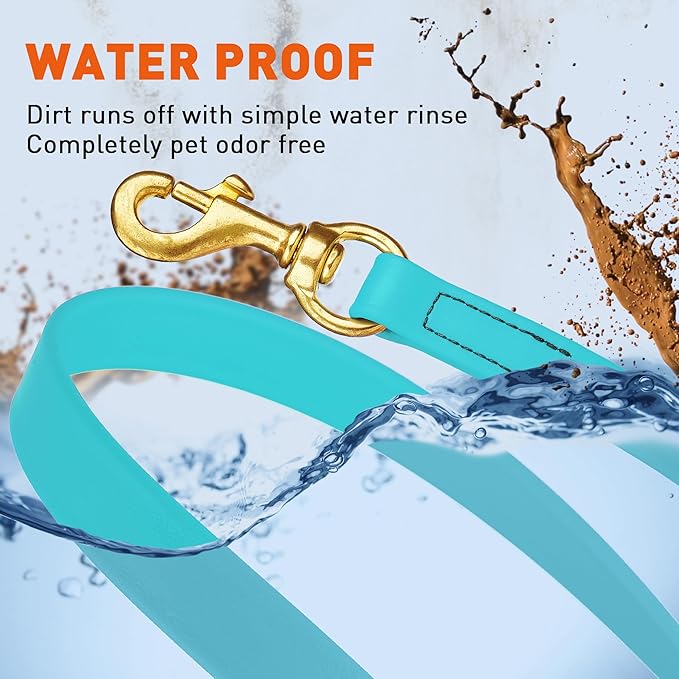 Viper Biothane K9 Working Dog Leash Waterproof Lead for Tracking Training Schutzhund Odor-Proof Long Line with Solid Brass Snap for Puppy Medium and Large Dogs, 20ft Sky Blue