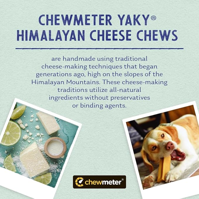 Chewmeter Himalayan Yaky Cheese Chew, 100% Natural, Long Lasting, Gluten Free, Healthy & Safe Dog Treats, Lactose & Grain Free, Protein Rich, Stain Free, Large, For Dogs 55 Lbs & Under, 3 lb Bulk Tub