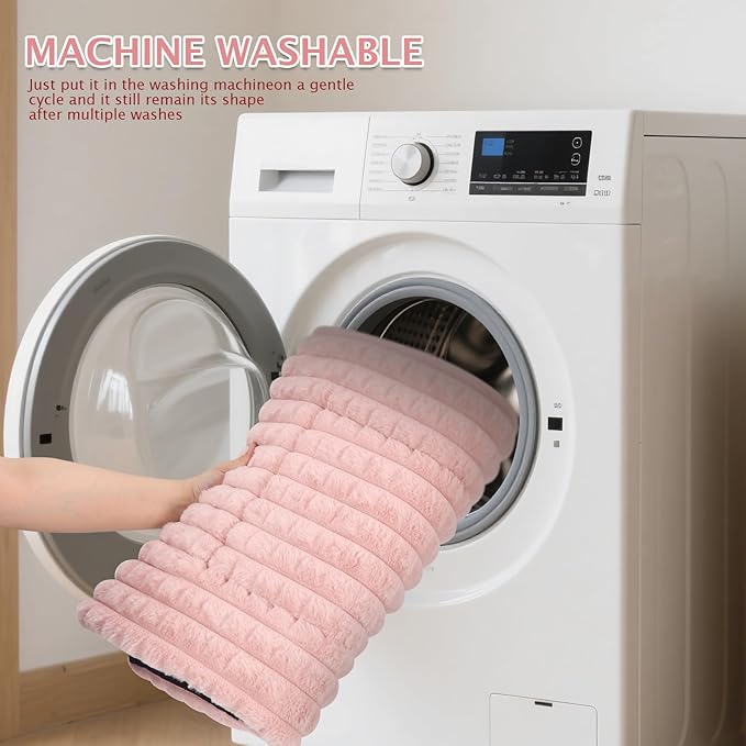 BVAGSS Dog Bed Washable Crate Mattress,Anti-Slip Memory Foam Soft Warm Pet Cushion for Small Medium Dogs, Calming Fluffy Sleeping Kennel Pad XH082 (24''x18'',Pink)