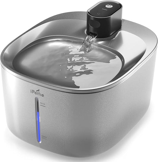 iPettie Runway Stainless Steel Cat Water Fountain, 1.1 Gal/4.0L Large Capacity, 5-Stage Water Filter