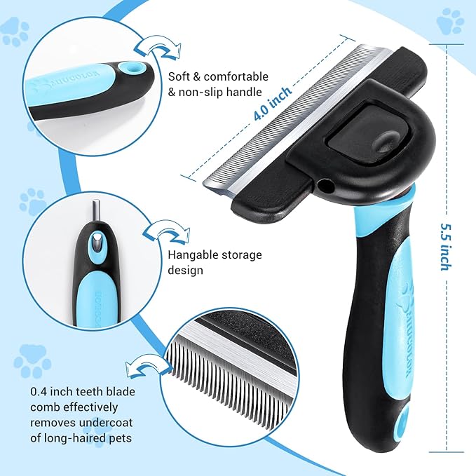 MIU COLOR Long Hair Pet Grooming Brush, Deshedding Tool for Medium and Large Dogs & Cats, Effectively Reduces Shedding by up to 95% for Pet Hair, Blue