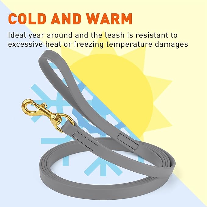 Viper Biothane K9 Working Dog Leash Waterproof Lead for Tracking Training Schutzhund Odor-Proof Long Line with Solid Brass Snap for Puppy Medium and Large Dogs, 20ft Battleship Gray