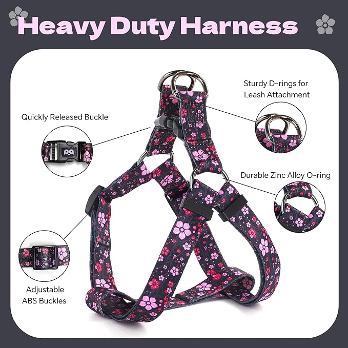 QQPETS Dog Harness Leash Set Adjustable Heavy Duty No Pull Halter Harnesses for Small Medium Large Breed Dogs Back Clip Anti-Twist Perfect for Walking