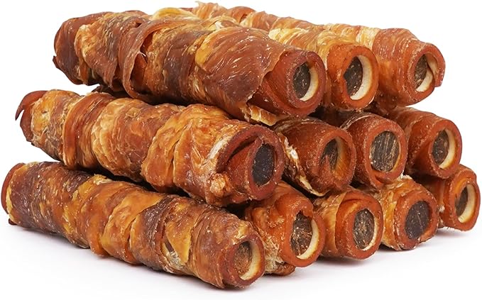 MON2SUN Dog Treats 5 Inch Chicken Wrapped Smoked Stuffed Rawhide Rolls with Chicken Liver, Rawhide Chews for Small and Medium Dogs, 21.2 oz (12 Count)