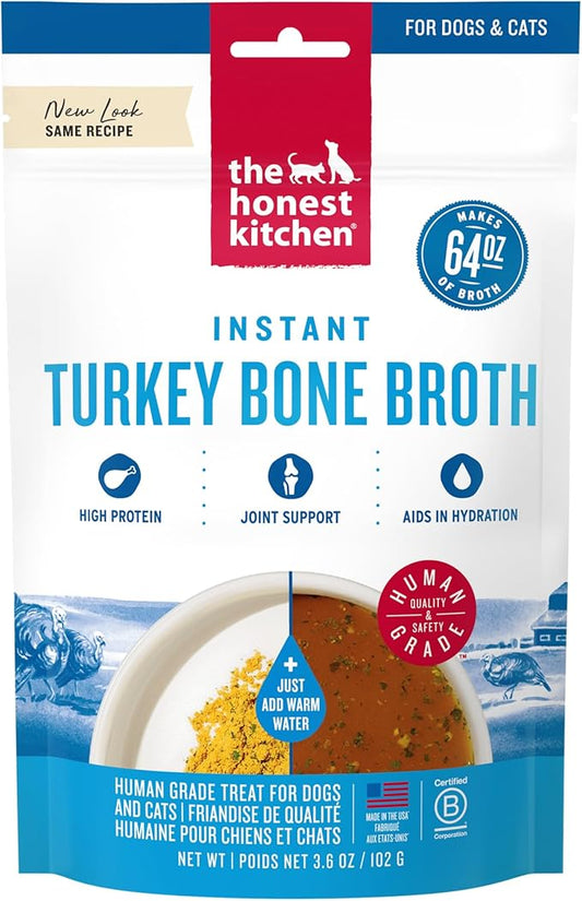 The Honest Kitchen Human Grade Daily Boosters: Instant Turkey Bone Broth With Turmeric, 3.6 Oz