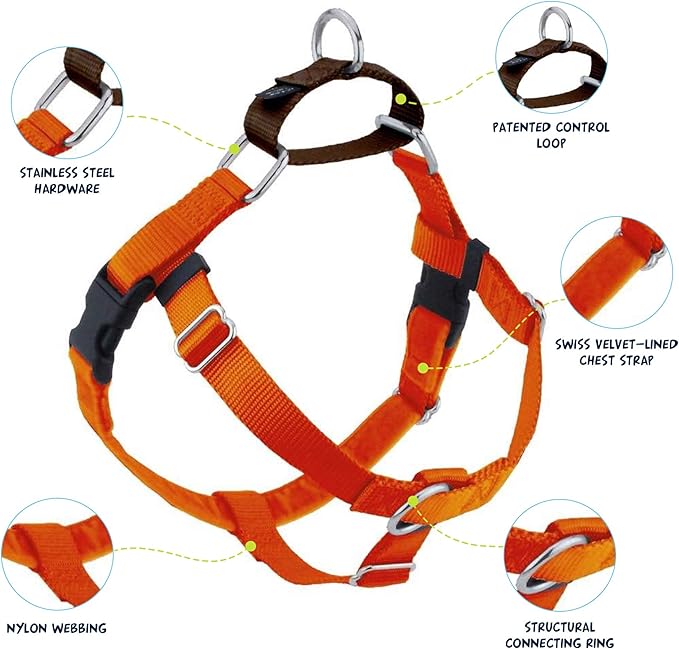 2 Hounds Design Freedom No Pull Dog Harness, Adjustable Harness and Leash Set, Easy Walking & Comfortable Control, Fits Small, Medium & Large Dogs, Solid Colors, Made in USA, 1" MD, Rust