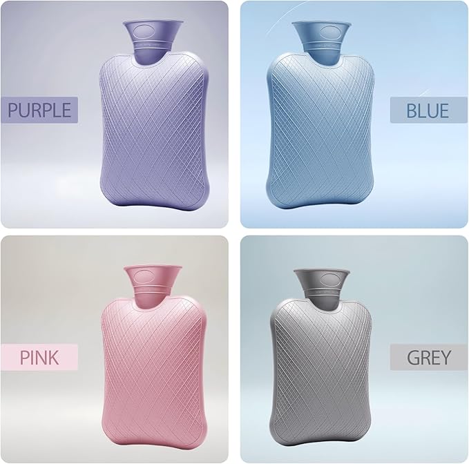 FORICOM Extra Large Hot Water Bottles for Pain Relief.2packs,2L Hot Water Bag for Back Pain, Heating Pad 2Liter, Hot and Cold Therapy.Bpa Free (2L Pink + 2L Blue)