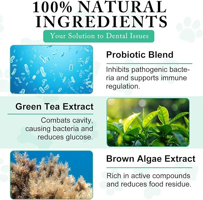 Dog Dental Powder - Teeth Cleaning Powder for Dogs - Dog Dental Care - Plaque & Bad Breath Off P-owder D-og - D-ental Care Supplies for Small - Medium - Large Do-gs