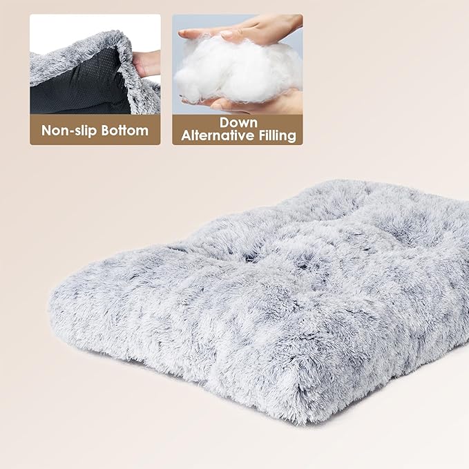 EHEYCIGA Fluffy Dog Crate Bed for Small Dogs, Plush Faux Fur Crate Pad, Calming Anti Anxiety Small Dog Bed